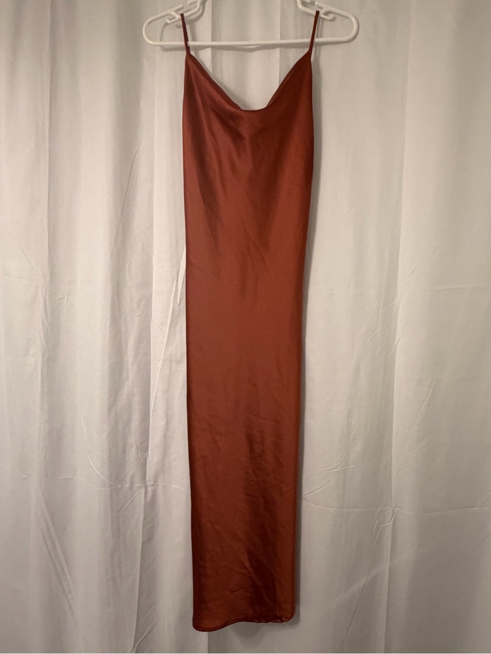 Petal & Pup Satin Slip Midi Dress in Rust - Picture 3 of 6